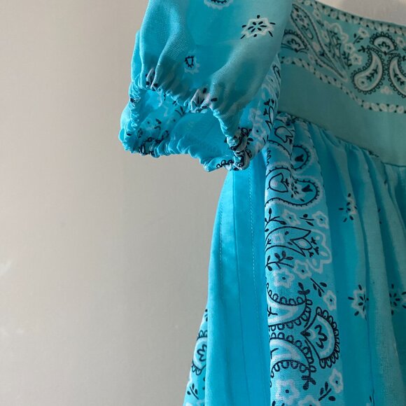 Handmade Children's 100% Cotton Blue Paisley Back Bows Dress - Picture 12 of 14